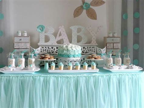 Baby Shower Boy Favorite Color Theme Is Teal And Gray Boy Baby