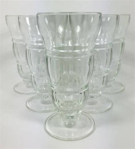 Large Glass Soda Fountain Ice Cream Sundae Cups Set Of 6 Vintage Grace