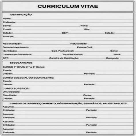 Curriculum Vitae Simples Pronto Para Preencher E Imprimir Curriculo Images