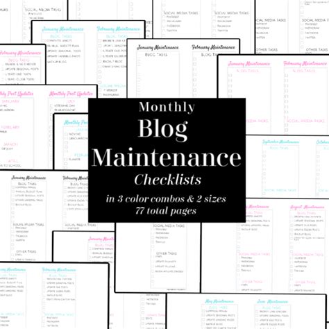 Monthly Blog Maintenance Checklists Organized 31