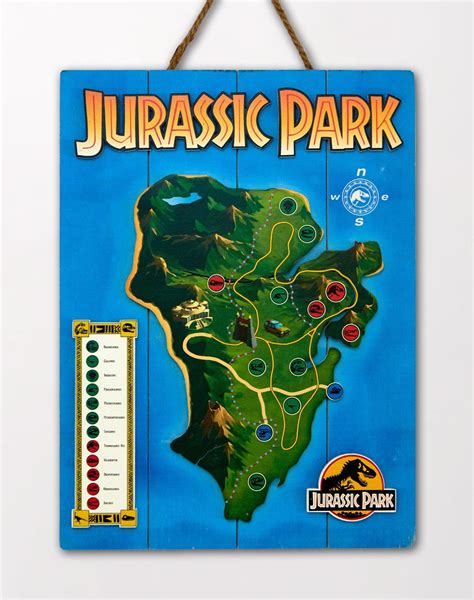 Köp Jurassic Park Wooden Map Inkl Frakt