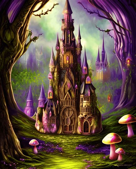 Gothic Whimsical Fantasy Mushroom Enchanted Forest Art · Creative Fabrica