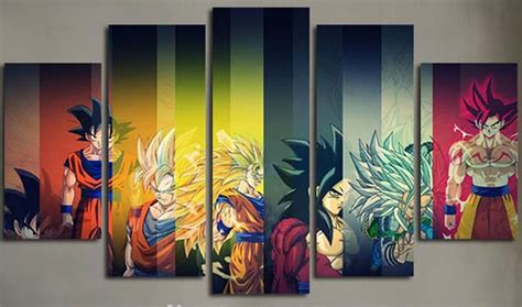 Independent art hand stretched around super sturdy wood frames. 5 Panels Dragon Ball Z Goku Framed Poster Print Canvas Art ...
