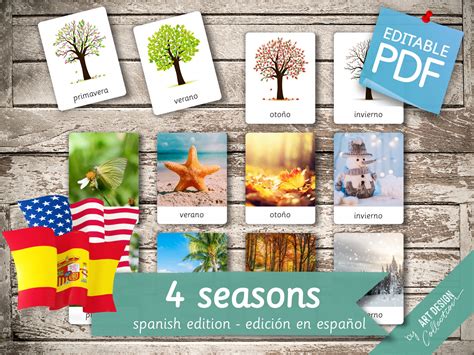 4 Seasons Spanish Edition 36 Spanish And 36 English Editable Etsy Uk