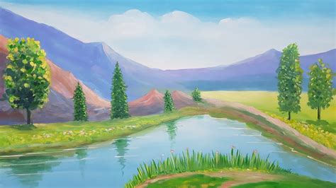 Landscape Beautiful Scenery With Poster Colour Poster Painting Youtube