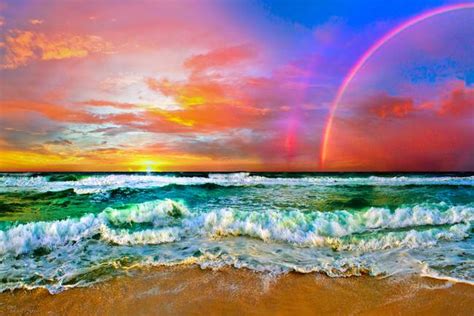 86 Sunset Ocean Rainbow Wallpapers On Wallpapersafari