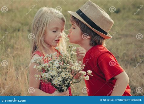 Lovely Children Kids Love Story Kiss Beautiful Little Couple Boy
