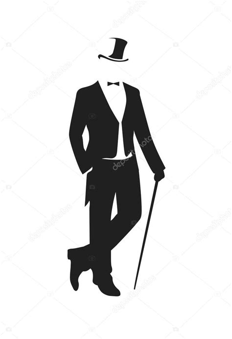 Silhouette Of A Gentleman In A Tuxedo Premium Vector In Adobe