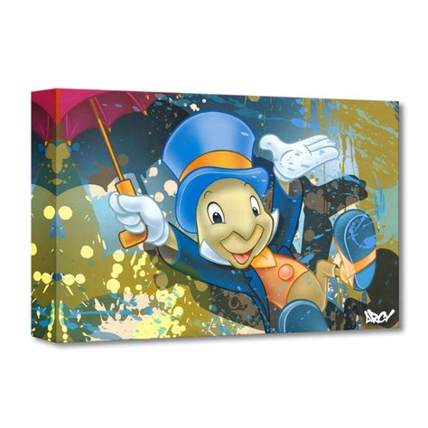 Jiminy Cricket 12hx18w Disney Fine Art Pinocchio Treasures On Canvas By