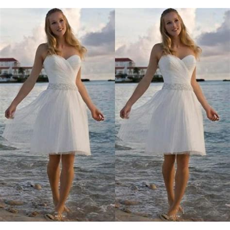 Fact is, shorter hemlines are no longer reserved for civil ceremonies and a wedding's surrounding events—consider wearing one down the aisle if you're planning a boho, beach, or city. High Quality Sweetheart Rhinestone Tulle Casual Beach ...