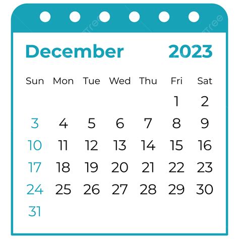 December Calendar Vector Png Images 2023 December Calendar Calendar