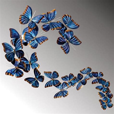 Blue Butterflies In Flight Indoor Outdoor Metal Wall Sculpture Metal