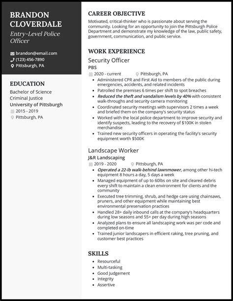 5 Entry Level Police Officer Resume Examples For 2024