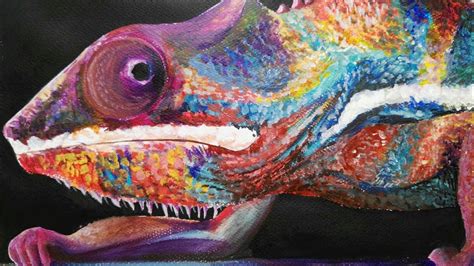 Paint With Me Painting A Giant Colorful Chameleon Painting