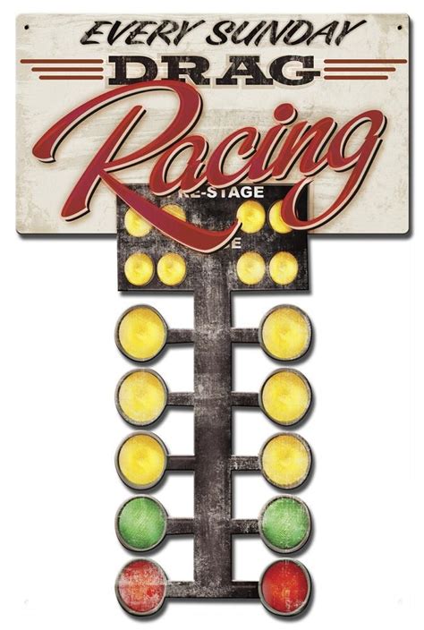 Drag Racing Christmas Tree Metal Sign Lane056 16 X 24 Made In Usa