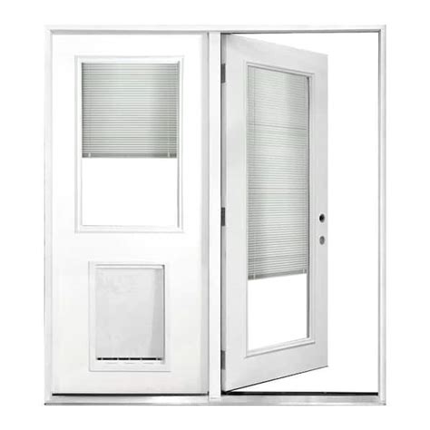 Steves And Sons 60 In X 80 In Clear Mini Blind Primed White Prehung