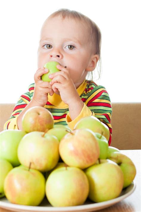 Baby Eating Apple Stock Photo Image Of Background Health 28595666