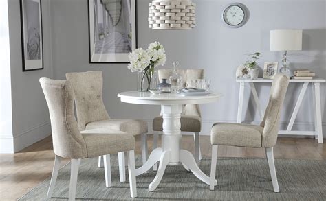 Target / furniture / kitchen tables chairs white. Kingston Round White Dining Table with 4 Bewley Oatmeal ...