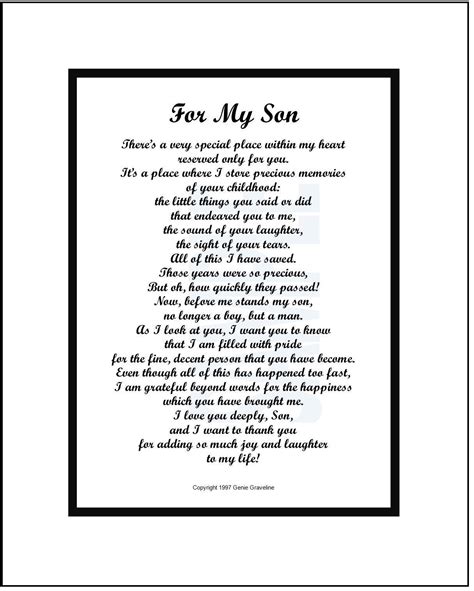 Poem For My Son Digital Download Son Verse Print Saying Sons 21st