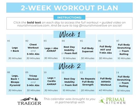 2 Week Workout Plan Free Meal Plan Included Nourish Move Love