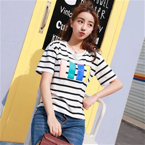 Cotton Women S 2018 Summer New Korean Short Sleeved T Shirt Ladies Clothes In T Shirts From