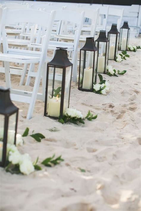 Beach Wedding Aisle Decorations With Lanterns Wedding Beach Ceremony