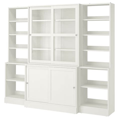 Havsta Storage With Sliding Glass Doors White 95 58x18 12x83 12