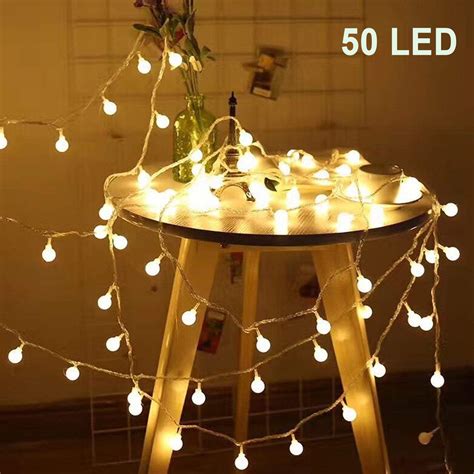 50 Led Globe String Lights Battery Operated 16 5ft Fairy Ball String Lights For Christmas