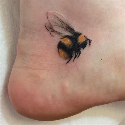 Delicate Bumble Bee Foot Tattoo Bee Tattoo Honey Bee Tattoo Heel