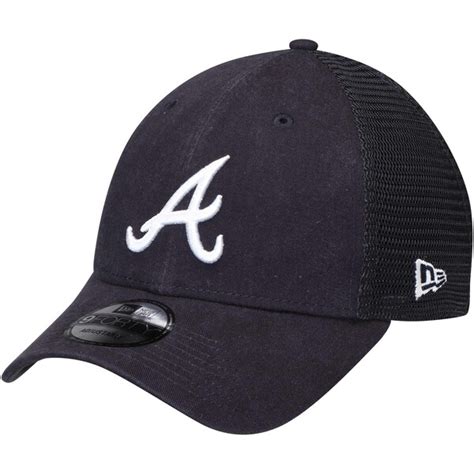 Mens Atlanta Braves New Era Navy Trucker 9forty Adjustable Snapback Hat