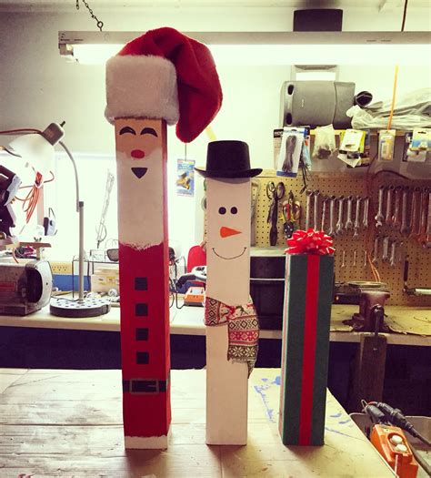 Christmas Themed 4x4s Santa Snowman Present Made By Nicole