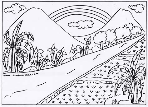 Mewarnai Gambar Pemandangan Alam Hitam Putih : 33+ Gambar Pemandangan
