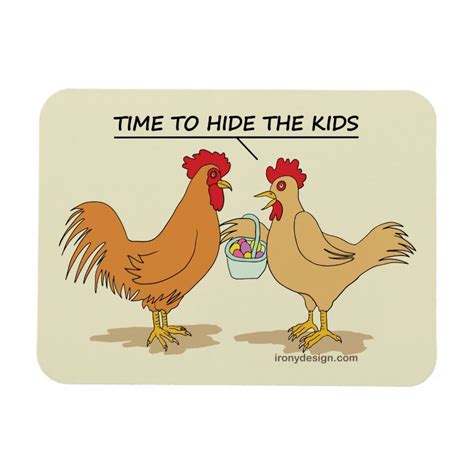 Funny Chicken Easter Egg Hunt Cartoon Magnet Chicken