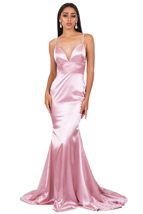 Penelope Satin Gown In Blush Pink Cheap Mermaid Prom Dresses Prom Dresses Long Pink Date