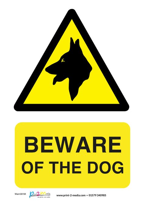 Beware Of The Dog Safety Sign Print 2 Media Ltd