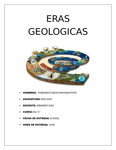 INFORME DE LAS ERAS GEOLOGICAS Desde ERAS GEOLOGICAS NOMBRES