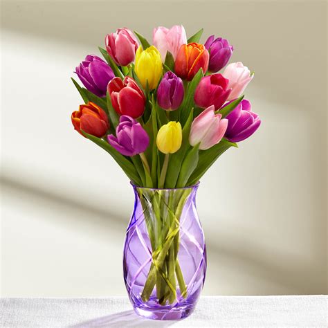 Spring Tulips In Purple Etched Vase In Levittown Ny Levittown Florist And Flowers By Phil