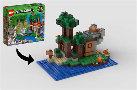 Lego Moc Minecraft Base With Custom Door By Sebbl Rebrickable Build