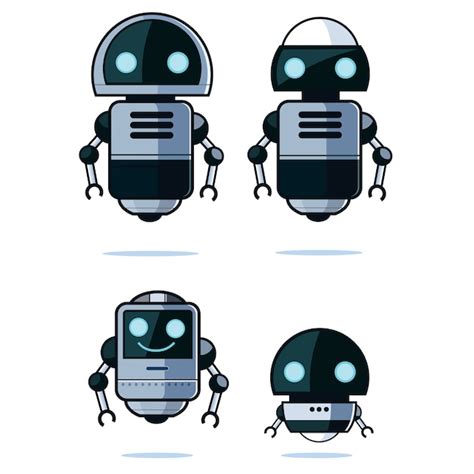 Conjunto De Personajes De Dibujos Animados De Robots Vector Premium