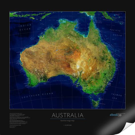 Do satellites need a reason to start imaging? Australia Satellite Image Poster - The Tasmanian Map Centre