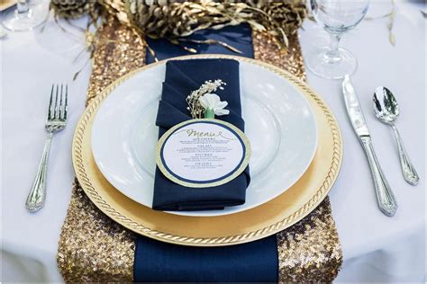 Navy And Gold Table Setting Inspiration Via Blue