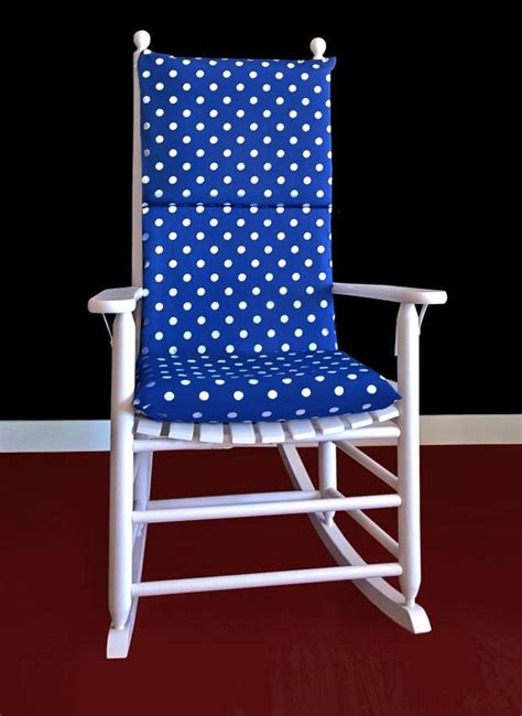 Rocking Chair Cushion Cover Navy Blue White Polka Dot By Rockincushions