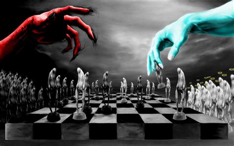 White And Black Chess Board Painting Chess Devil God Digital Art Hd