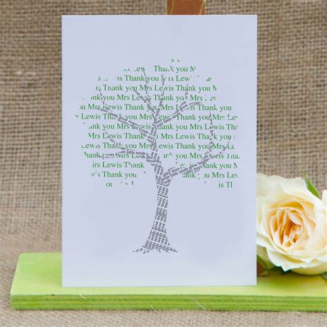 Tree Personalised Thank You Teacher Card By So Close