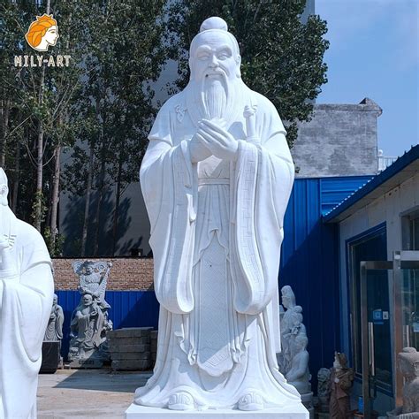 Stone Figure Carvings Chinese Philosopher Sculpture Marble Confucius
