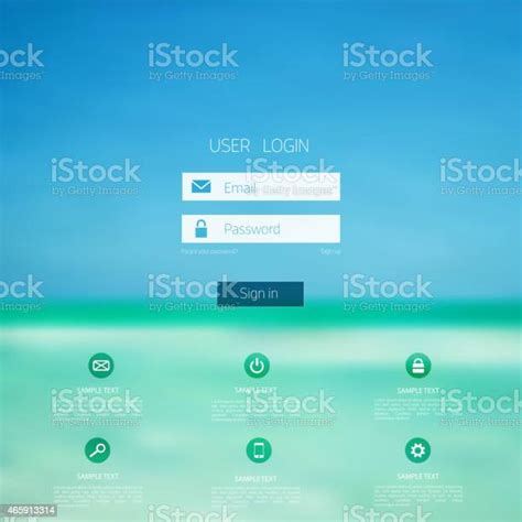 Login Form Page With Blurred Background Web Site Template Ui Stock