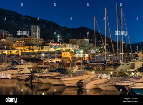 Marina Yachts And Downtown Monte Carlo At Night Monaco Stock Photo Alamy
