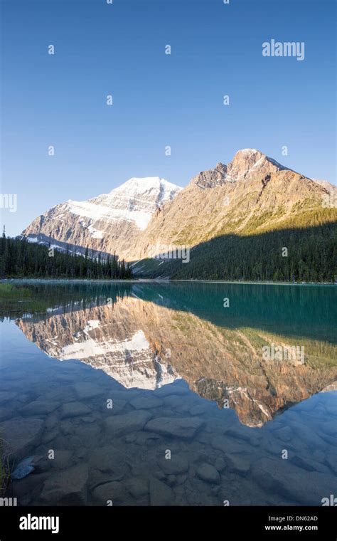 Reflection Of Mount Edith Cavell Jasper National Park Canada Stock