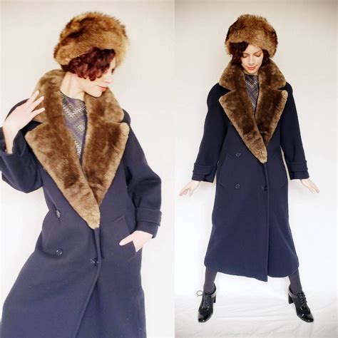1980s perry ellis portfolio coat with sheared beaver fur etsy wool maxi coat winter fashion