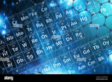 Periodic Table Blue Background 3d Render Illustration Science Abstract